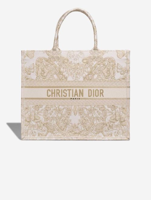 Dior Book Tote Large Canvas Creme / Gold Front | Verkaufen Sie Ihre Designer-Tasche