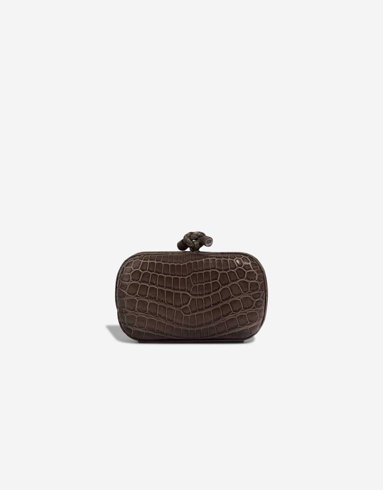 Bottega Veneta Knot Clutch Crocodile Brown Front | Sell your designer bag