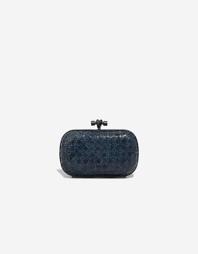 Bottega Veneta Knot Clutch Python Blue Front | Sell your designer bag