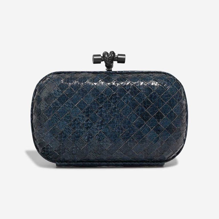 Bottega Veneta Knot Clutch Python Blau | Verkaufen Sie Ihre Designer-Tasche