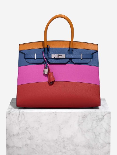 Hermès Birkin Sunset Regenbogen 35 Epsom Abricot / Bleu Achat / Magnolie / Rouge Casaque Front | Verkaufen Sie Ihre Designertasche