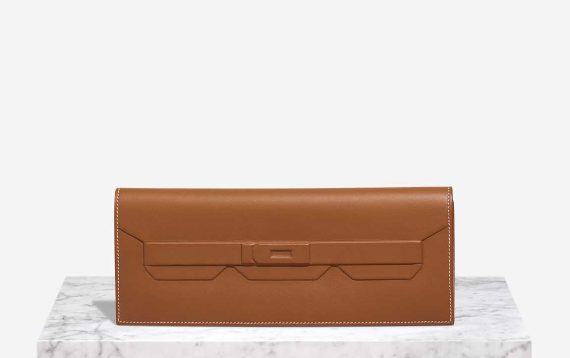 Hermès Birkin Shadow Cut Clutch Swift Gold Front | Verkaufen Sie Ihre Designer-Tasche