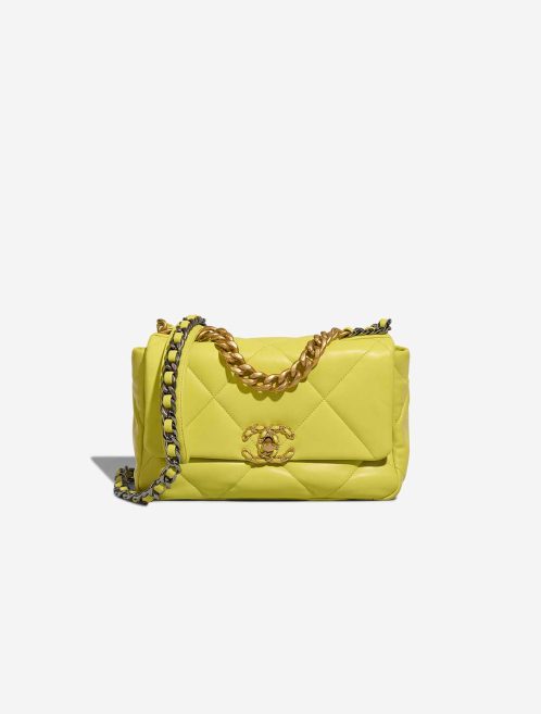 Chanel 19 Flap Bag Lammleder Kalkgelbe Front | Verkaufen Sie Ihre Designer-Tasche
