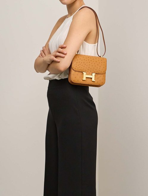 Hermès Constance 18 Ostrich Gold on Model | Sell your designer bag