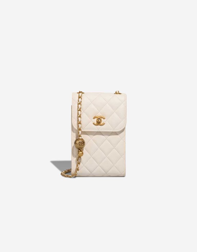 Chanel Phone Holder Lamb White Front | Sell your designer bag