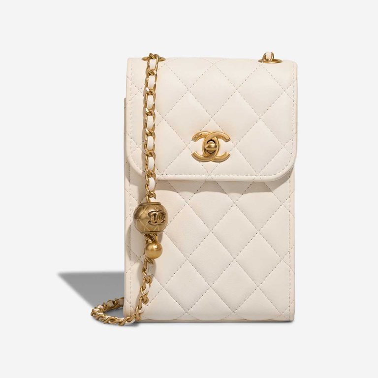 Chanel Support de téléphone Agneau blanc devant | Vendez votre sac de créateur