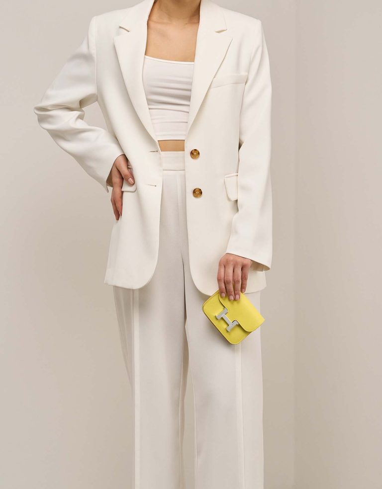 Hermès Constance Slim Wallet Evercolor Lime Front | Sell your designer bag