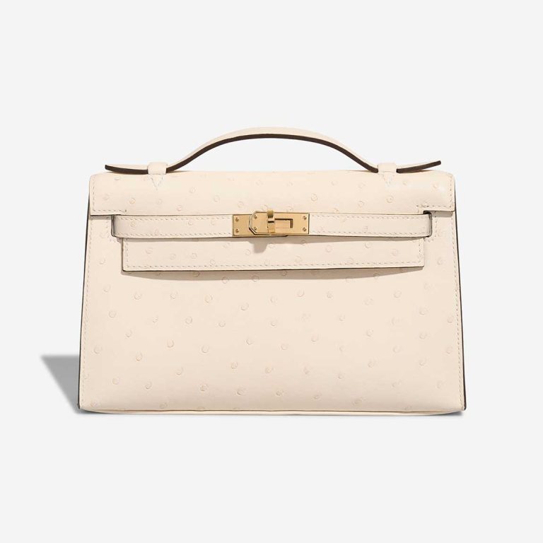 Hermès Kelly Pochette Mini Ostrich Nata Front | Sell your designer bag