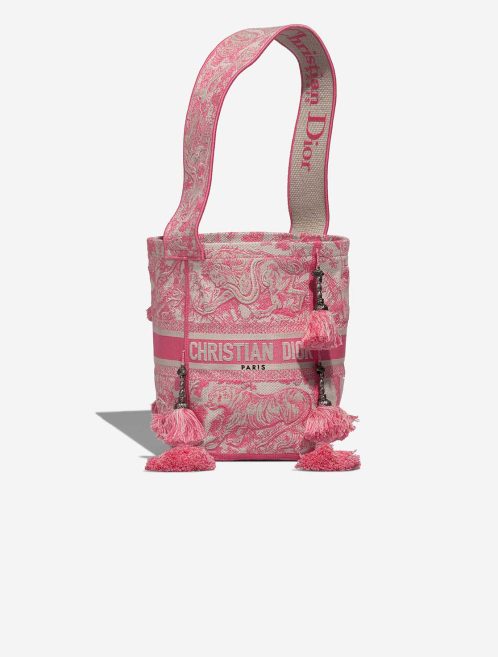 Dior D Bubble Bucket Canvas Neon Pink / White Front | Verkaufen Sie Ihre Designer-Tasche