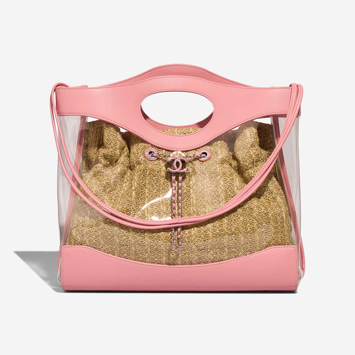 Chanel Shopping Tote Large Calf / Rattan / PVC Blush / Beige | SACLÀB