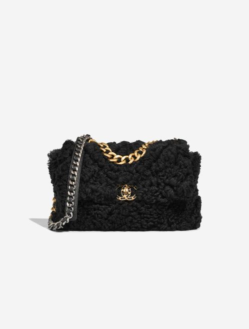 Chanel 19 Flap Bag Large Shearling Black Front | Sell your designer bag