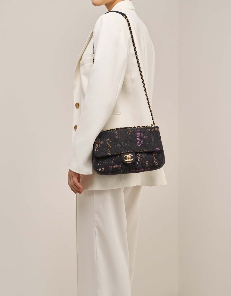 Chanel Timeless Medium Fabric / Denim Multicolour Front | Sell your designer bag