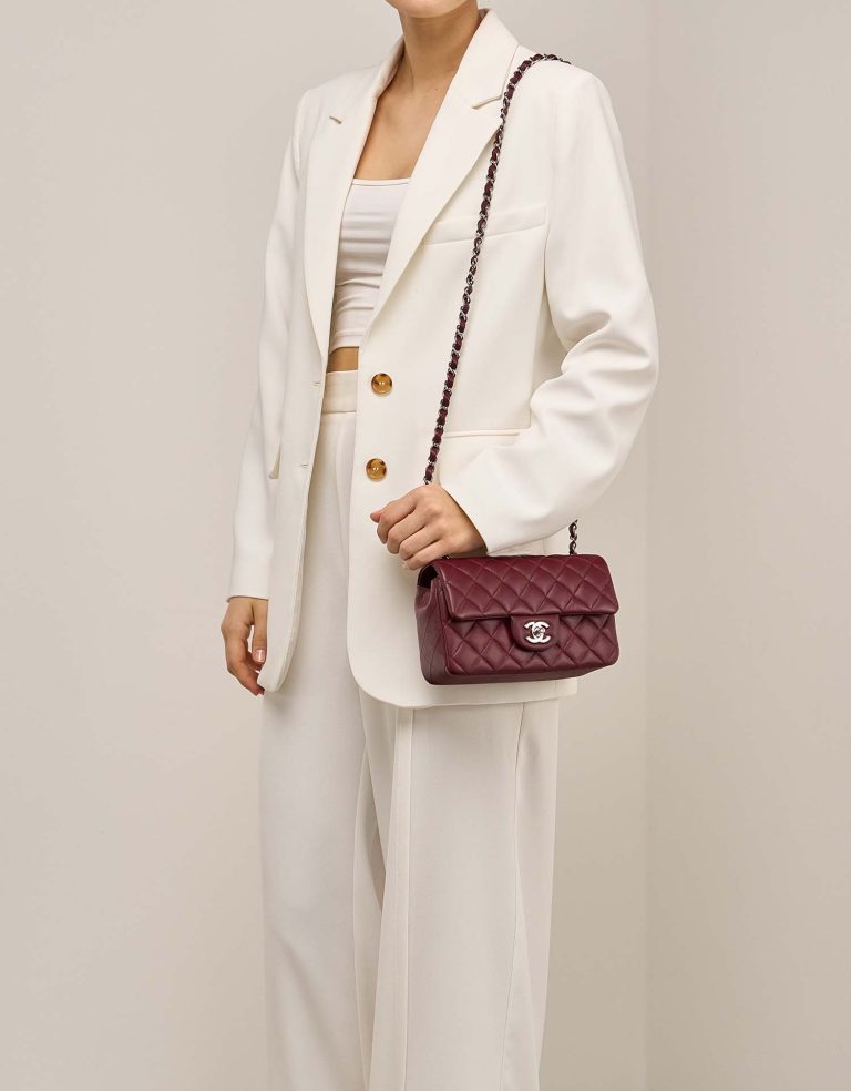 Chanel Timeless Mini Rectangular Lamb Burgundy Front | Sell your designer bag