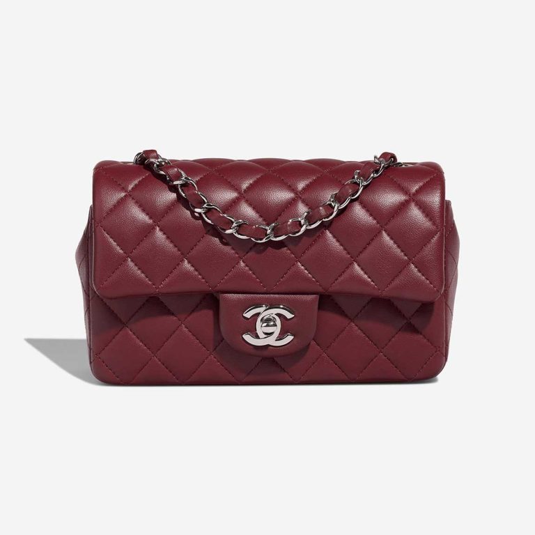 Chanel Timeless Mini Rectangular Lamb Burgundy Front | Sell your designer bag