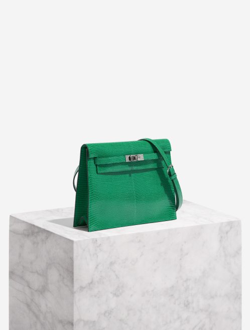 Pre-owned Hermès bag Kelly Danse Salvator Lizard Vert Menthe Blue, Green | Sell your designer bag on Saclab.com