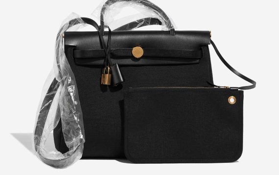 Hermès Herbag 31 Toile / Vache Hunter Black Front | Verkaufen Sie Ihre Designer-Tasche