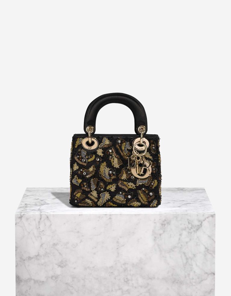 Dior Lady Bijou Mini Satin Schwarz Front | Verkaufen Sie Ihre Designer-Tasche
