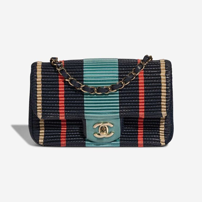 Chanel Timeless Mini Rectangular Lamb / Satin Dark Blue / Multicolour Front | Sell your designer bag