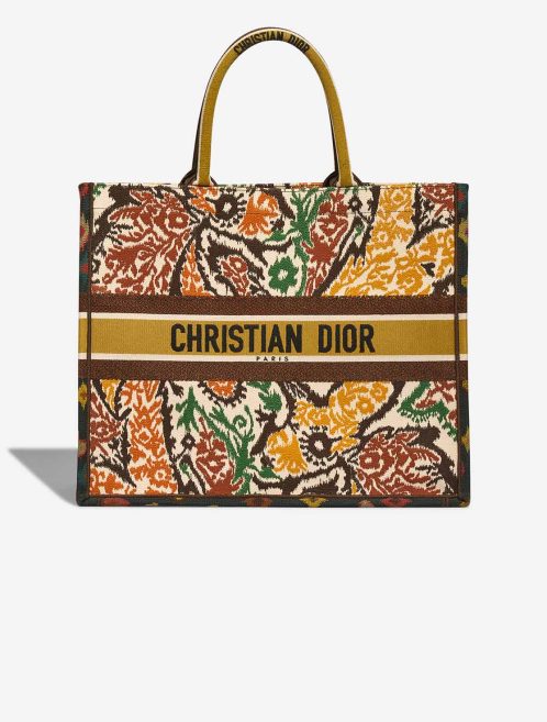 Dior Book Tote Large Fabric Brown / Yellow / Green Front | Sell your designer bag