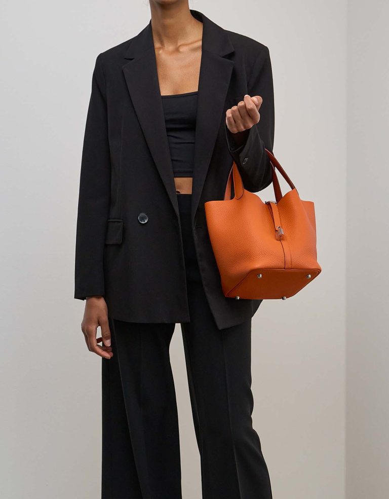 Hermès Picotin 22 Taurillon Clémence Orange Front | Verkaufen Sie Ihre Designer-Tasche