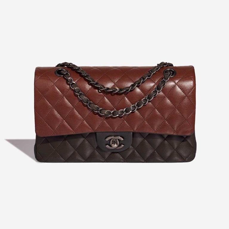 Chanel Timeless Medium Lammleder Braun / Grau / Schwarz Front | Verkaufen Sie Ihre Designer-Tasche