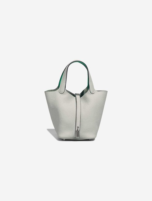 Hermès Picotin 18 Taurillon Clémence / Swift Gris Neve / Vert Comics Front | Sell your designer bag