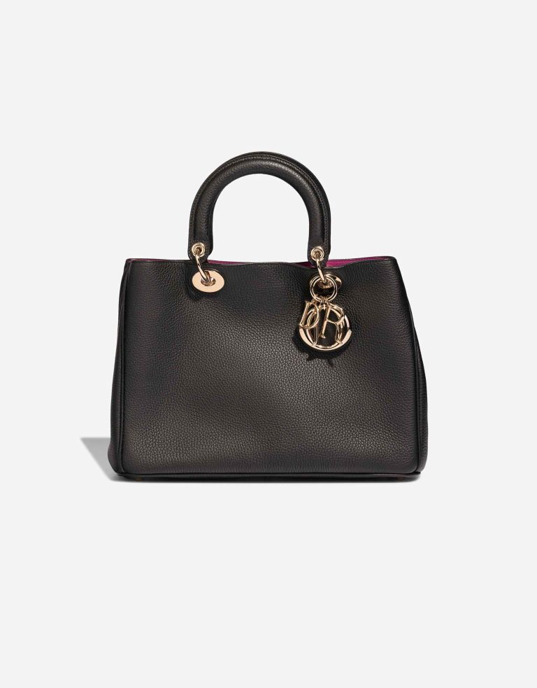 Dior Diorissimo Medium Calf Black / Fuchsia Front | Sell your designer bag