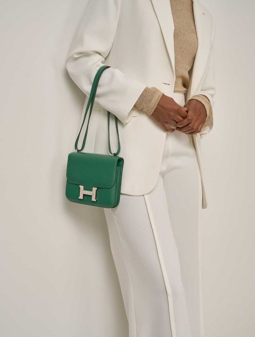 Hermès Constance 18 Evercolor Vert Jade on Model | Sell your designer bag