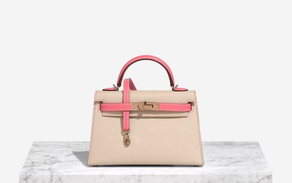 Hermès Kelly HSS Mini Epsom Nata / Rose Azalée Front | Vendre votre sac de créateur