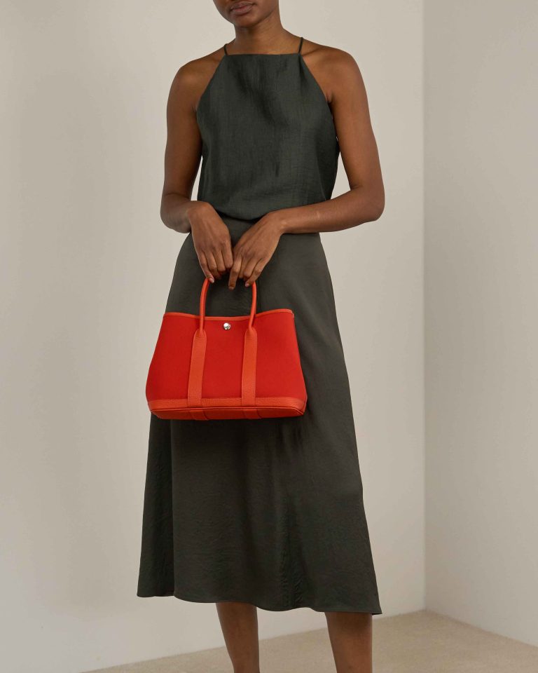 Hermès Garden Party 30 Toile / Taurillon Clémence Orange Mécano / Cuivre / Capucine Front | Sell your designer bag