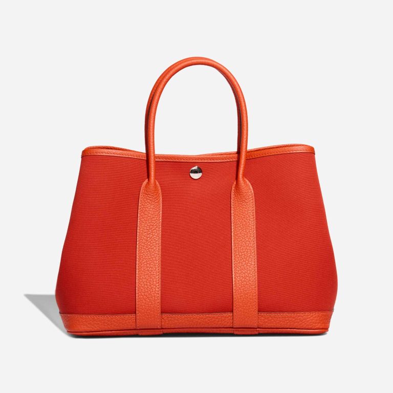 Hermès Garden Party 30 Toile / Taurillon Clémence Orange Mécano / Cuivre / Capucine Front | Verkaufe deine Designertasche