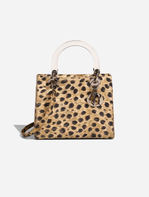 Dior Lady Medium Canvas Black / Brown Front | Sell your designer bag