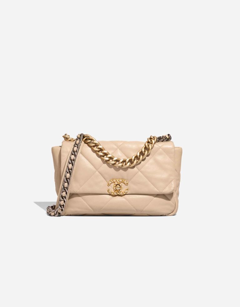 Chanel 19 Flap Bag Lamb Beige Front | Sell your designer bag