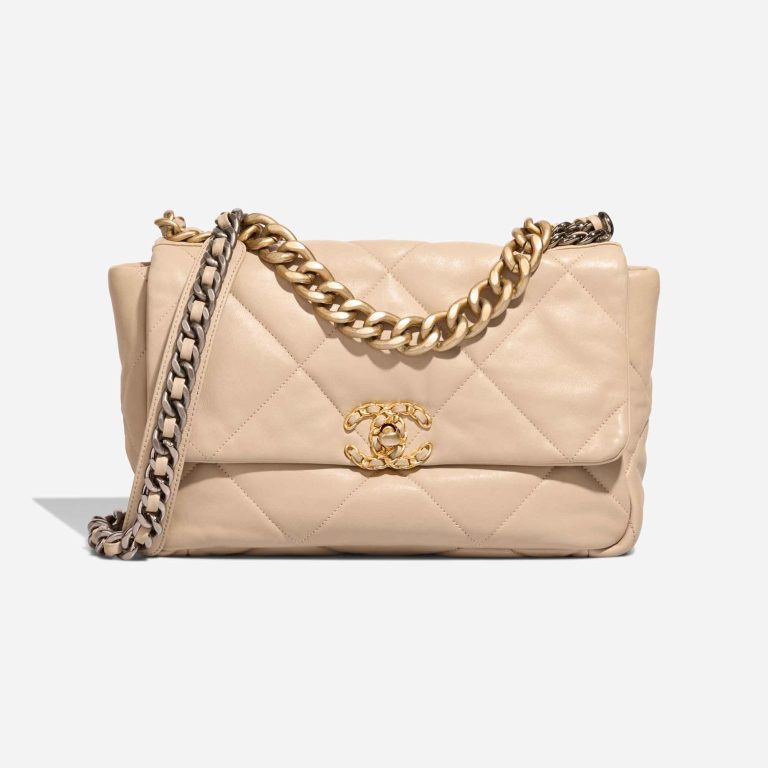 Chanel 19 Flap Bag Lamb Beige Front | Sell your designer bag