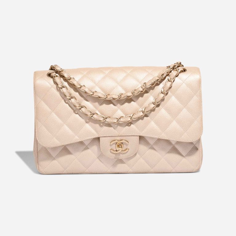 Chanel Timeless Jumbo Caviar Pearl Beige Front | Sell your designer bag