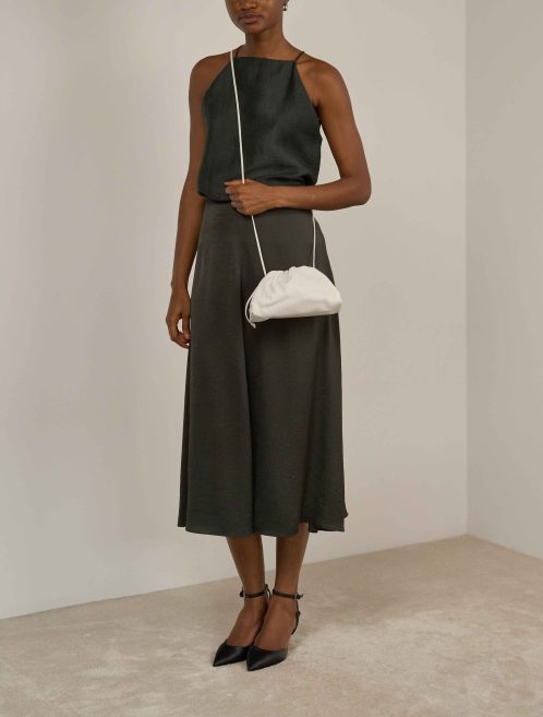 Bottega Veneta Pouch Mini Calf White on Model | Sell your designer bag