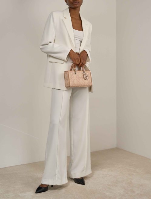 Dior Lady D-Joy Medium Wicker / Calf Beige on Model | Sell your designer bag
