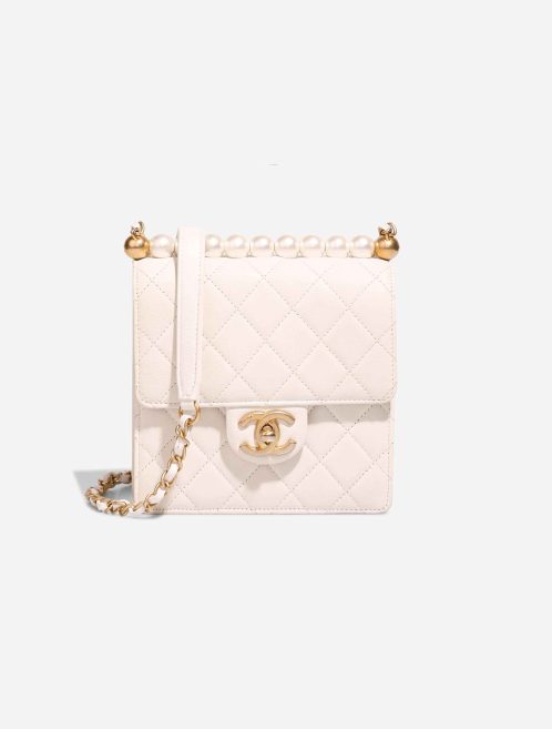 Chanel Timeless Mini Square Lammleder Pearl White Front | Verkaufen Sie Ihre Designer-Tasche