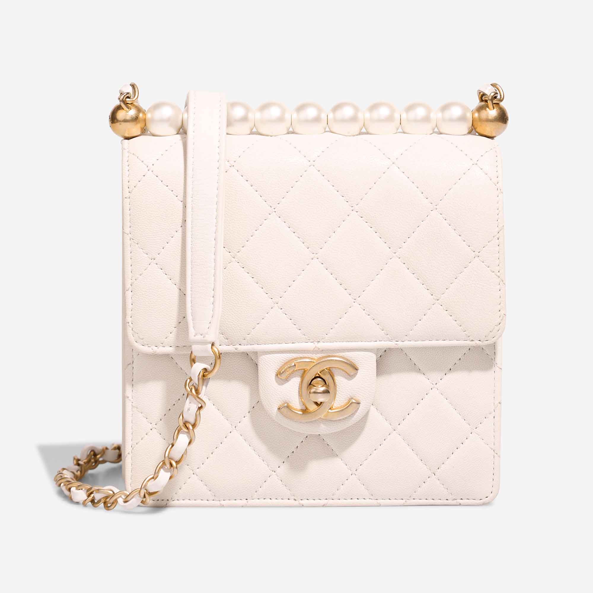 Chanel Timeless Mini Square Lammleder PerlweiB SACLAB