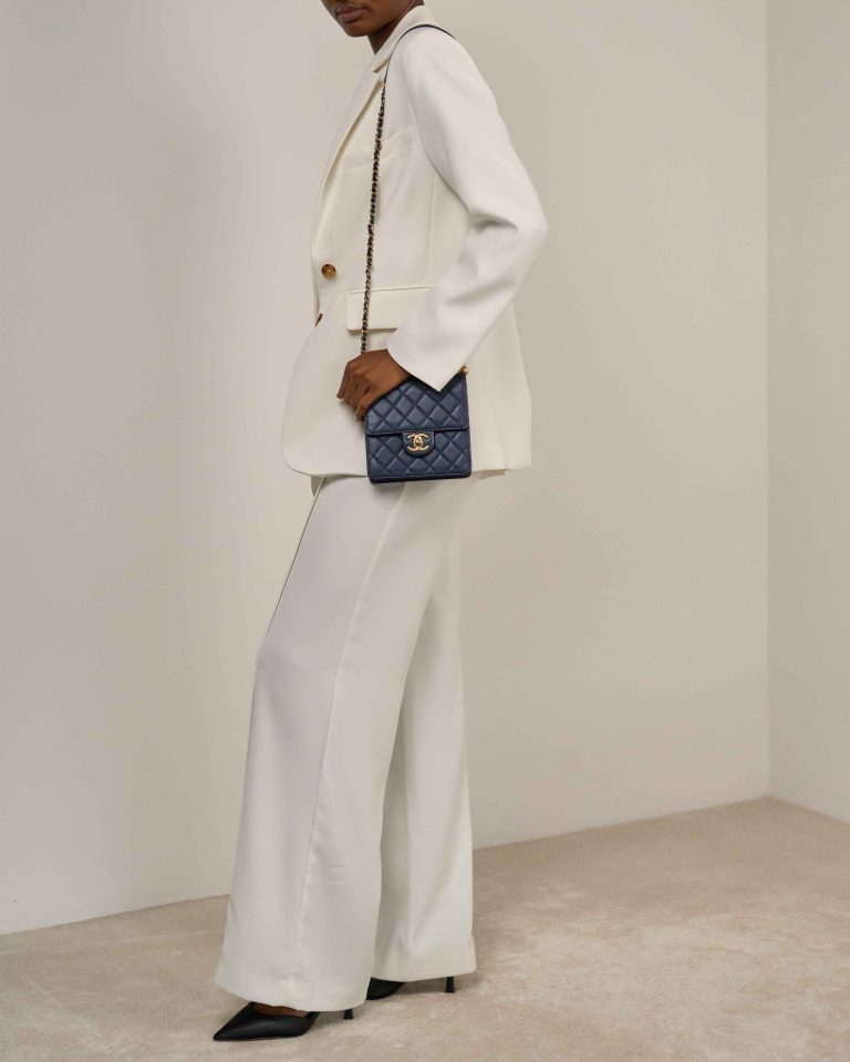 Chanel Timeless Mini Lamb Dark Blue Front | Sell your designer bag