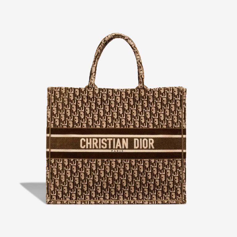 Dior Book Tote Large Canvas Brown Front | Sell your designer bag