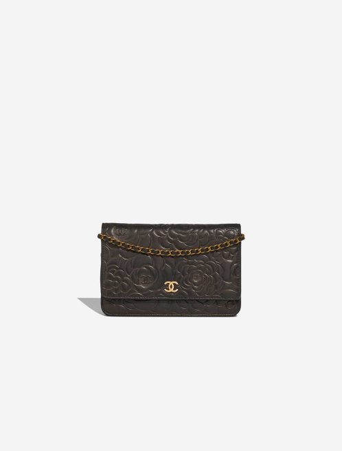 Chanel Wallet On Chain Camellia Kalbsleder Schwarz / Gold Front | Verkaufen Sie Ihre Designer-Tasche