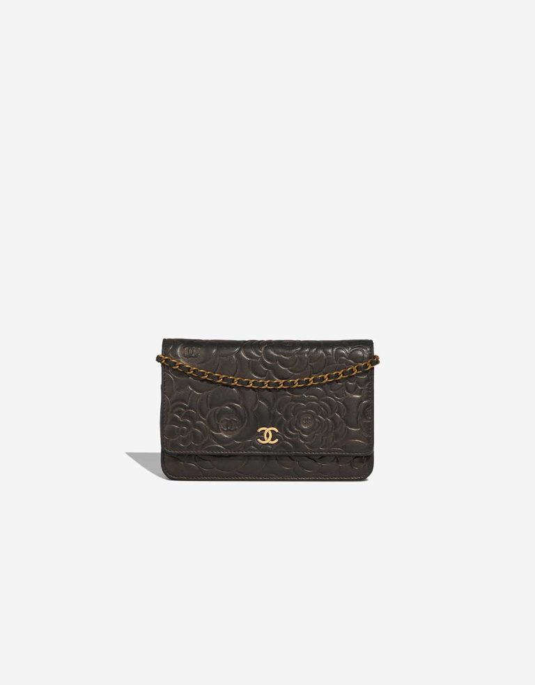 Chanel Wallet On Chain Camellia Calf Black / Gold Front | Sell your designer bag