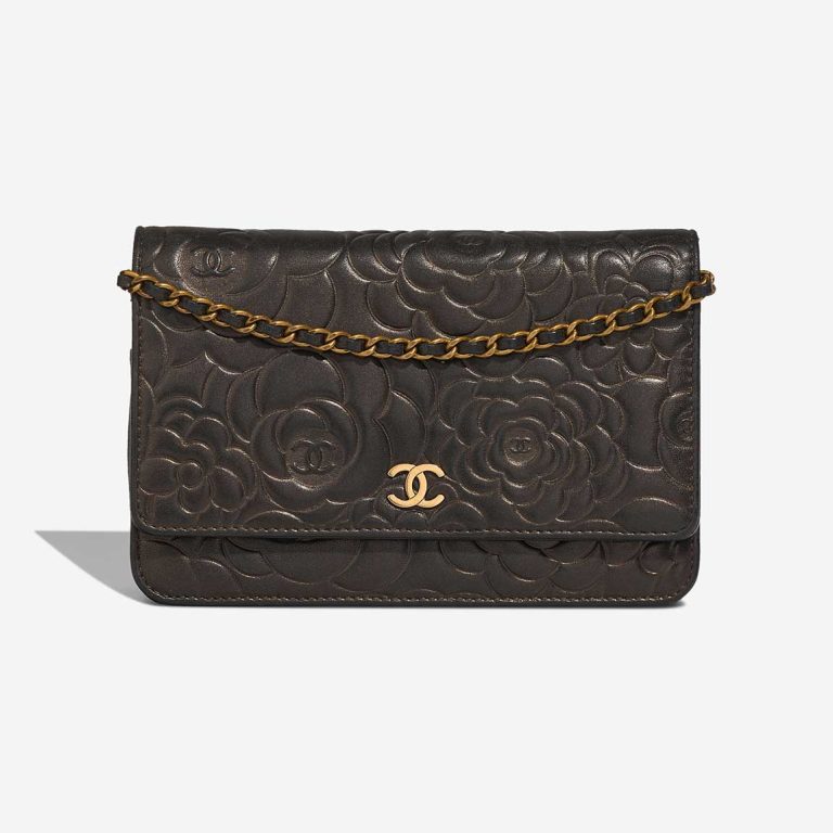 Chanel Wallet On Chain Camellia Calf Black / Gold Front | Sell your designer bag