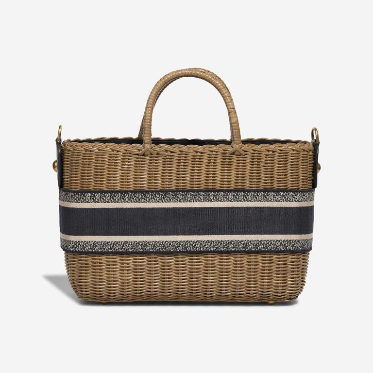 Dior Basket Bag Medium Wicker / Canvas Blue / Camel / Beige | Vendez votre sac de créateur