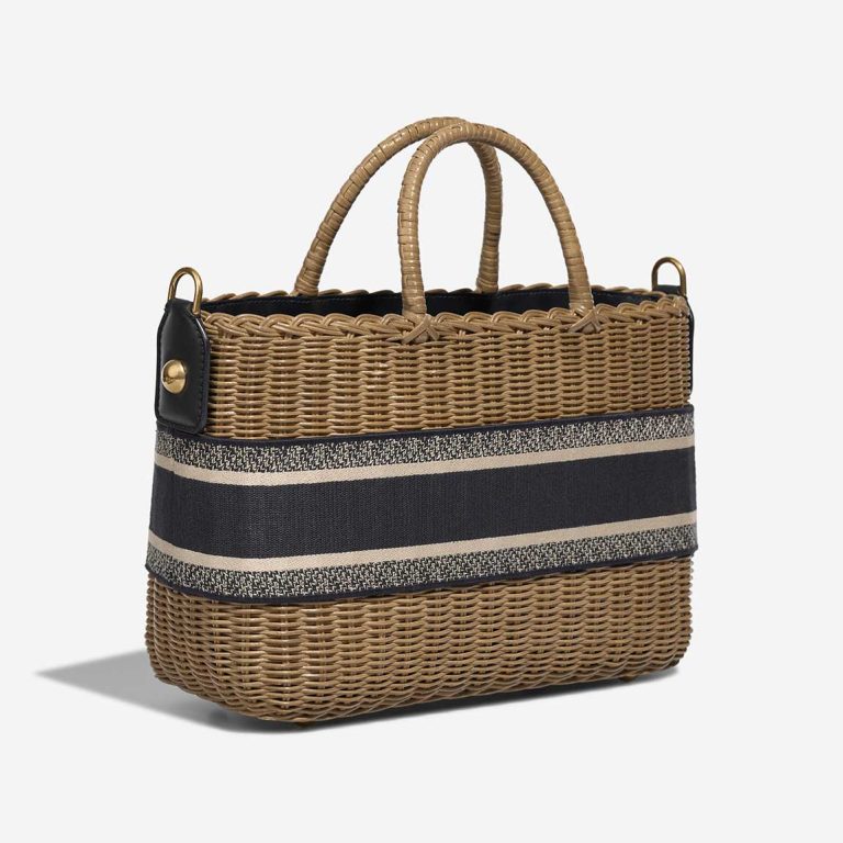 Dior Basket Bag Medium Wicker / Canvas Blue / Camel / Beige | Vendez votre sac de créateur