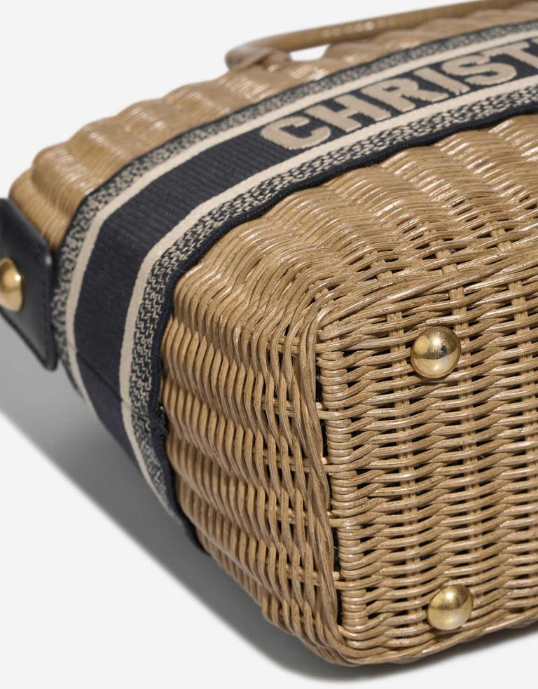 Dior Basket Bag Medium Wicker / Canvas Blue / Camel / Beige Signes d'usure | Vendez votre sac de créateur