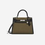 Hermes Kelly 28 Swift / Toile H Schwarz / Vert Militaire Front | Verkaufen Sie Ihre Designer-Tasche