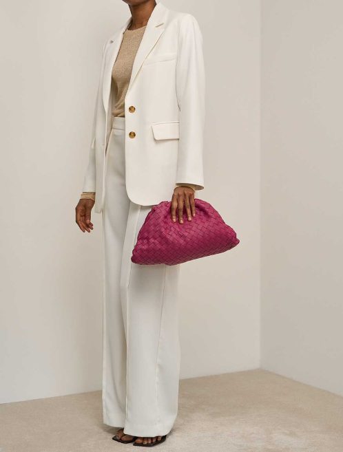 Bottega Veneta Pouch Lamb Burgundy on Model | Sell your designer bag
