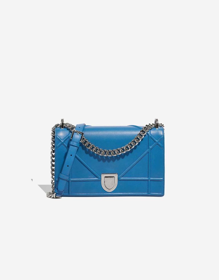 Dior Diorama Medium Calf Blue Front | Sell your designer bag